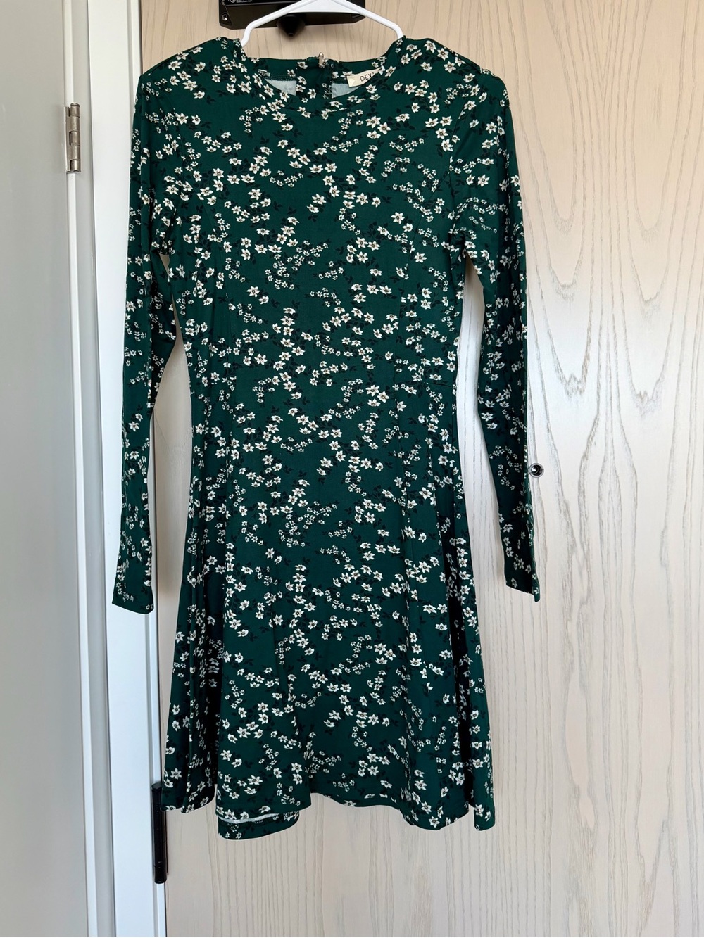 Forest Green Floral Long-Sleeve Dress(Brand New)